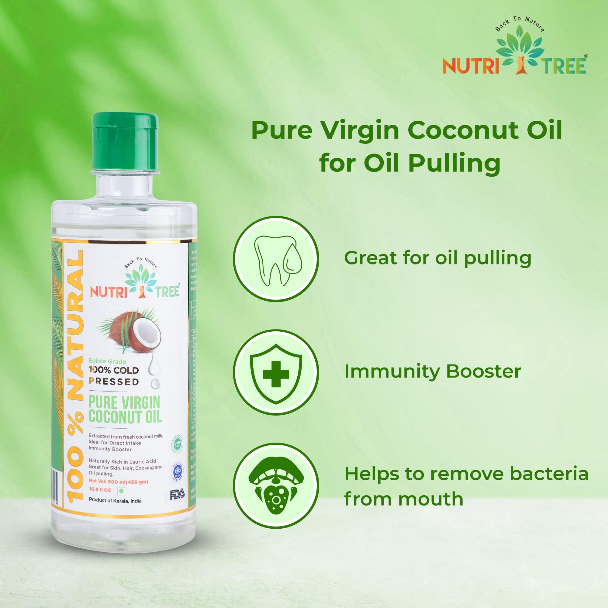 NUTRITREE Nutritree 100 % Cold Pressed Pure Virgin Coconut Oil | 250 ml | Multi Usage | Extracted from Coconut Milk | 100% Naturally Rich in Lauric Acid | Great for Skin, Baby Massage, Hair, Cooking, Oil Pulling | Product of Kerala