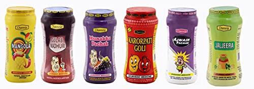 Chamria CHAMRIA ASSORTED SAMPLER TRIAL PACK OF 6 PCS (575 GMS) CHAMRIA KARORPATI GOLI, MUNAKKA PACHAK, JALJEERA, MANGOLA, AJWAIN PACHAK & GULAB MADHURI