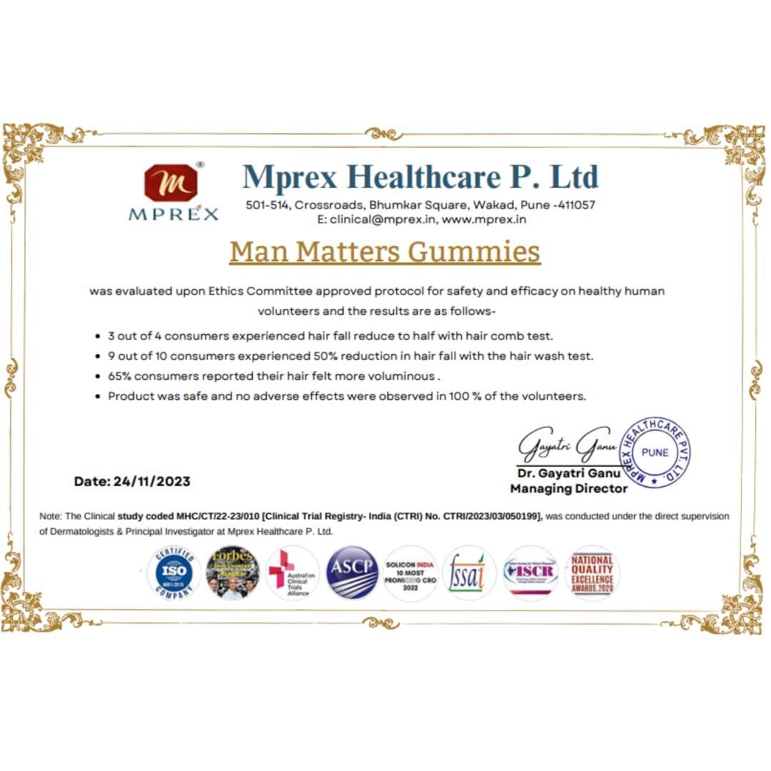 Man Matters Man Matters Biotin Hair Gummies (30N) | No Added Sugar | With Biotin, DHT Blockers, Vitamin A, C, E, Zinc & Fibre | For Healthy & Strong Hair | Strawberry Flavour | 100% Vegan & Gut Friendly