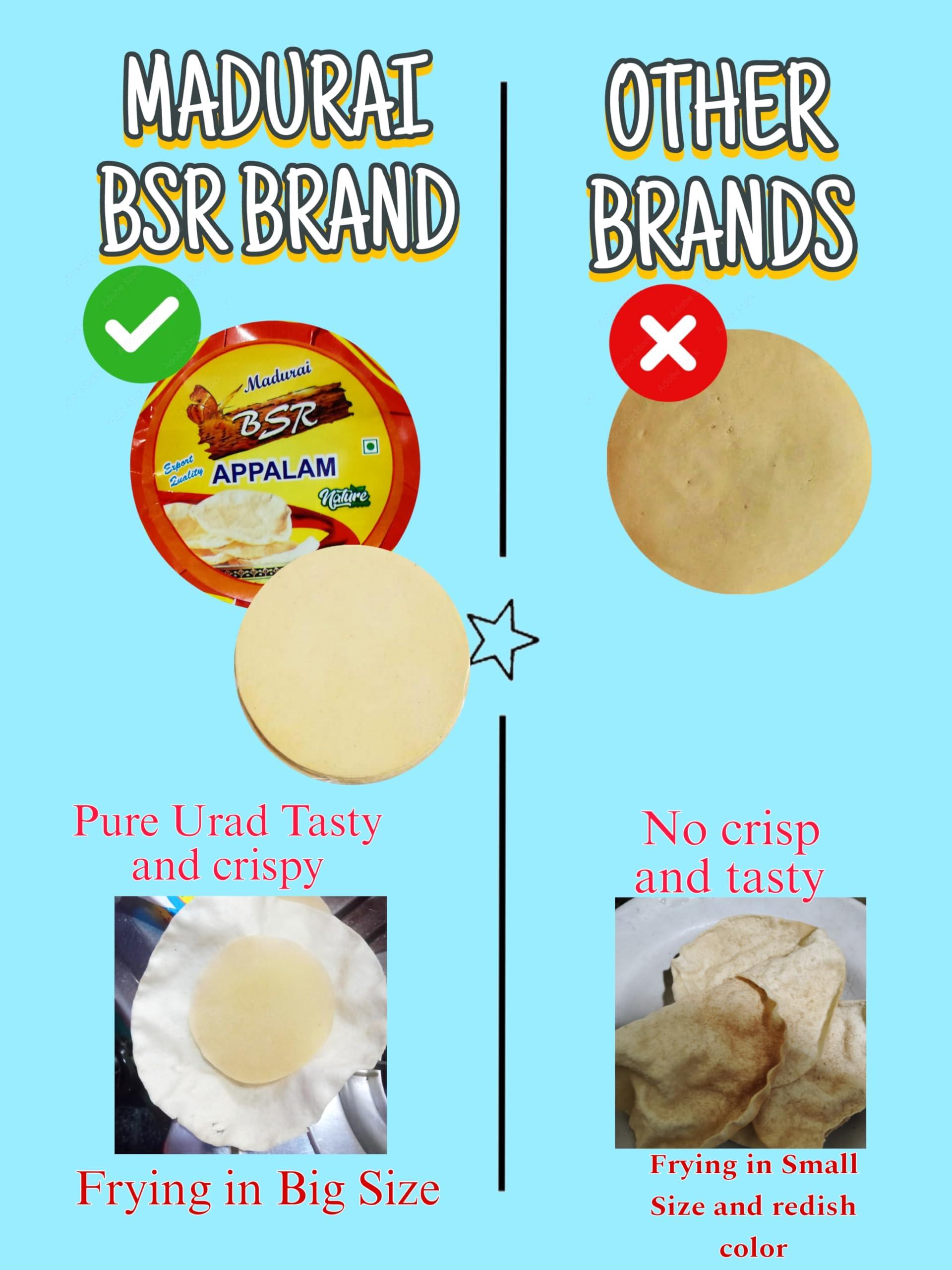 BSR BSR Plain Indian Crispy Appalam happala papad Ammul Tasty 400 Gram ( Pack of 4)