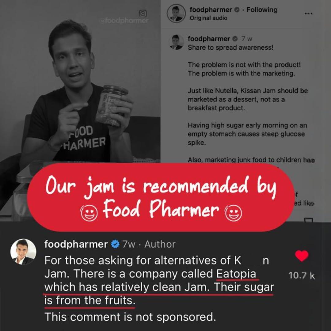 Eatopia Eatopia Mulberry Honey Jam | Sugar Free | 100% Pure & Natural | No Preservatives | No Added Colours & Flavours | 70% Mulberries & 30% Wild Honey | Healthy Good for Gut Health | Pack of 1-240g