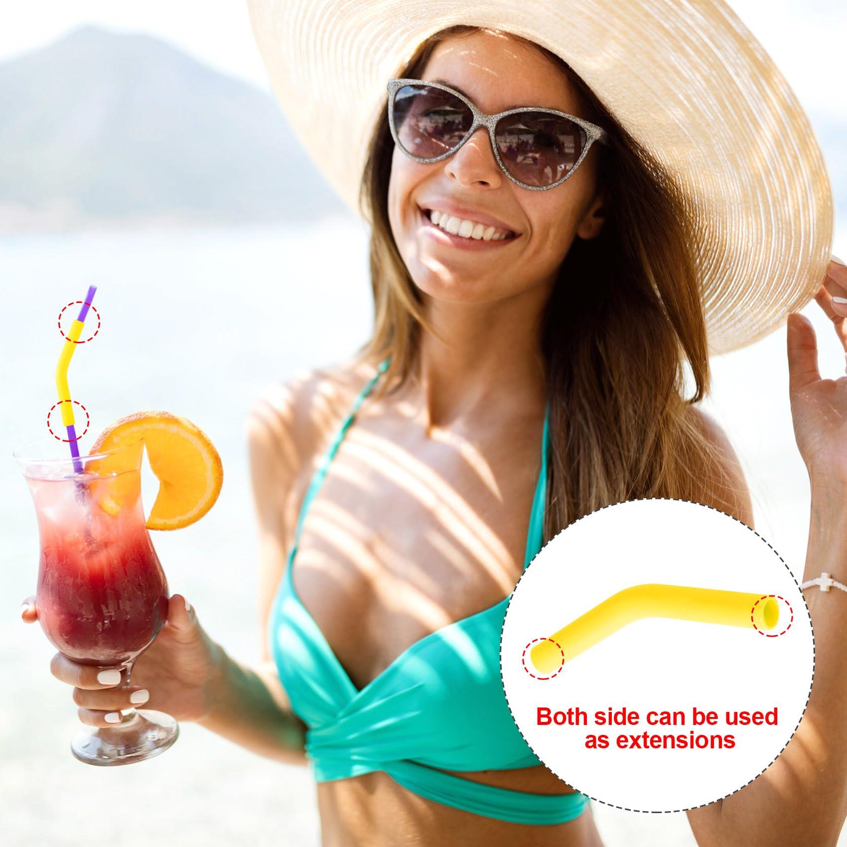 HINZIC HINZIC 12Pcs Reusable Silicone Straw Tips 5/16\"Wide(8mm Outer Diameter) Multi-color Food Grade Rubber Straw Covers Flex Elbow Hydraflow Straw Replacement Tip for Metal Straws