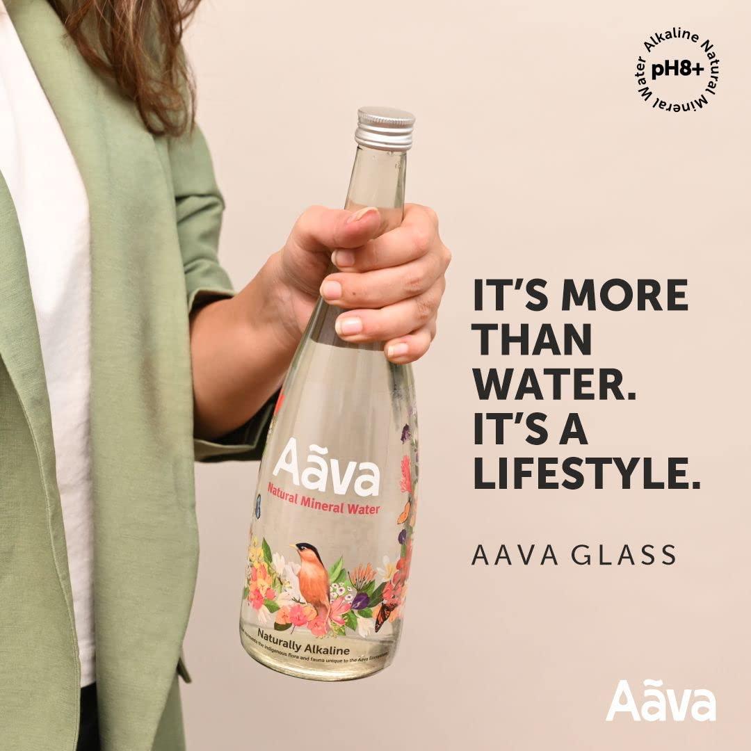 AAVA Aava Natural Mineral Water 750 ml Glass Bottle (Naturally Alkaline ; Origin Aravalli Range; pH 8+; Natural Fortified with Calcium and Magnesium) (Pack of 1 (Single Bottle))