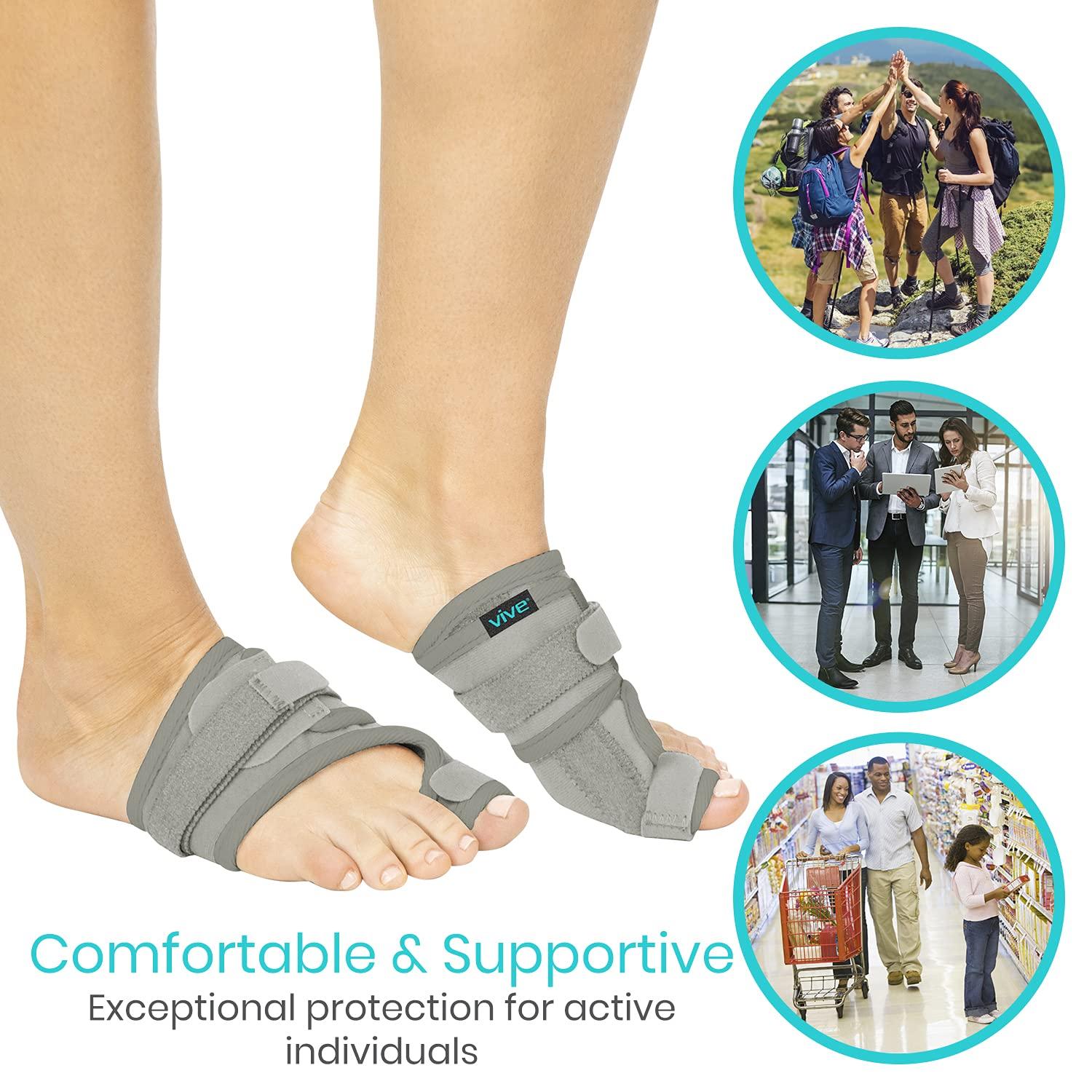 VIVE Vive Bunion Brace (Pair) - Big Toe Corrector Straightener with Splint - Hallux Valgus Pad, Joint Pain Relief, Alignment Treatment - Orthopedic Sleeve Foot Wrap Support for Men and Women (Gray)