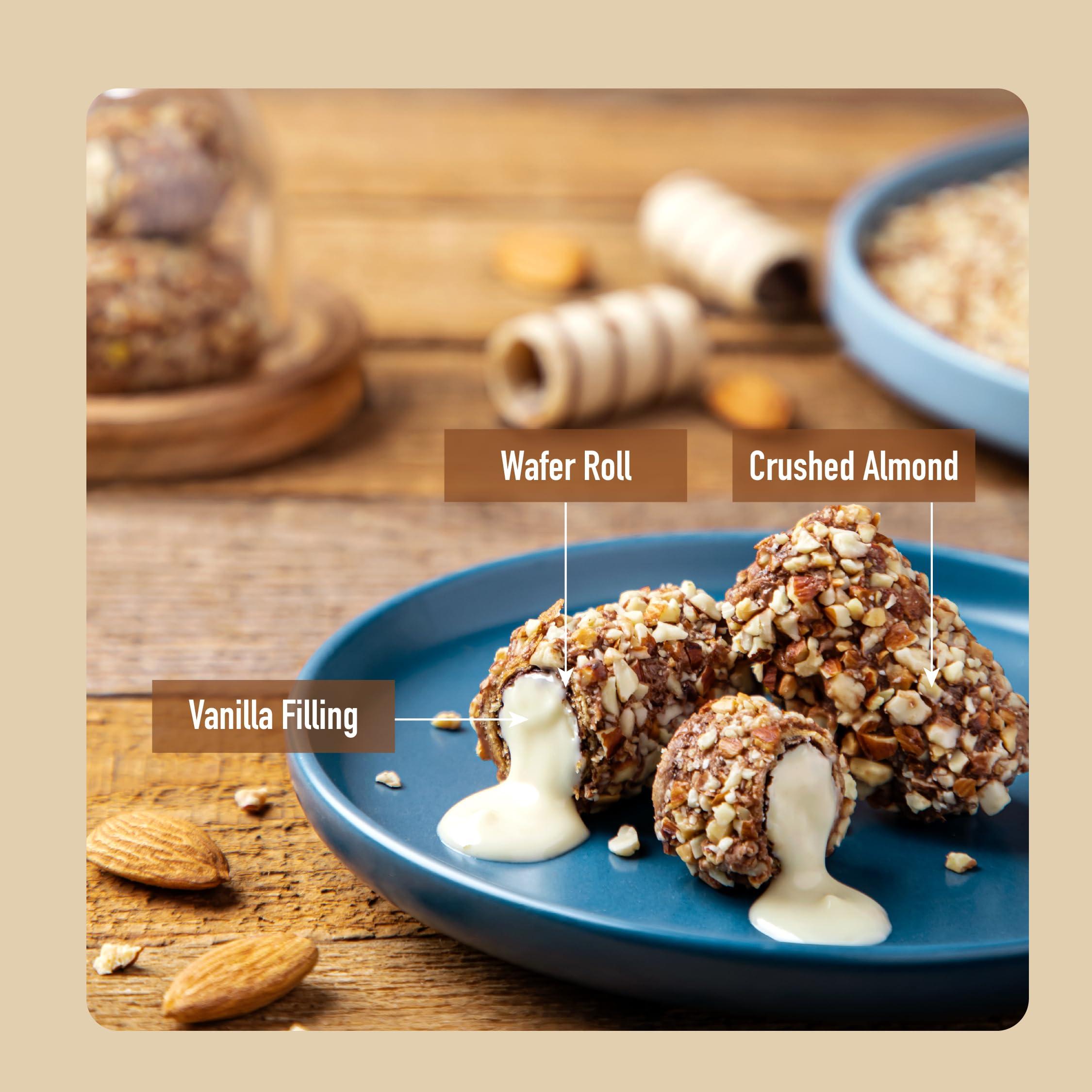 BARQUILLO Barquillo Premium Roasted Almond Coated Chocolate Pouch - 20 Pcs | Vanilla Cream Filled Biscuit Roll imported | Dubai couverture taste | Raksha bandhan Gift Pack Celebration Independence special