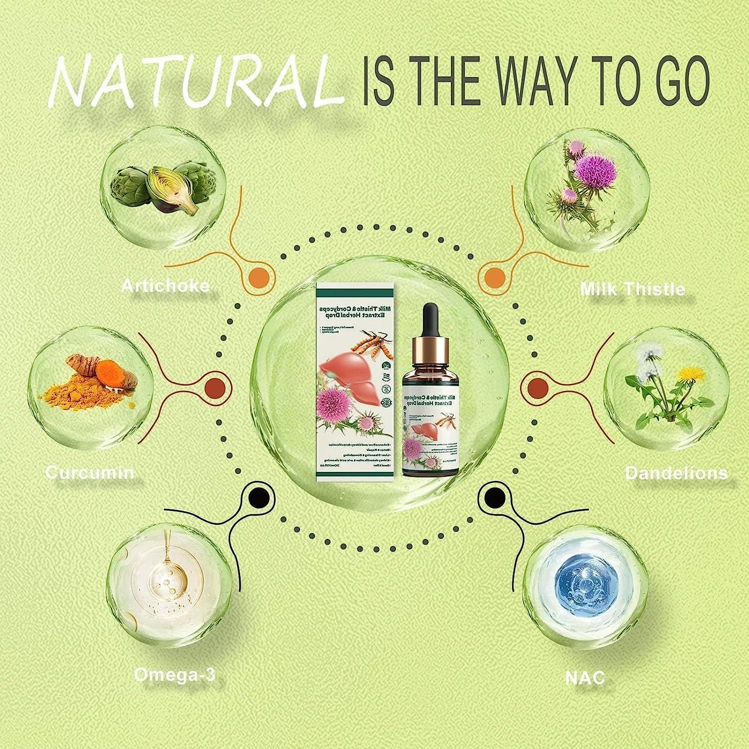 3nh 3NH Milk Thistle & Cordyceps Sinensis Drops,Milk Thistle & Cordyceps Extract Herbal Drop,Cordyceps Sinensis Drops, Powerful Liver Support (2PCS)