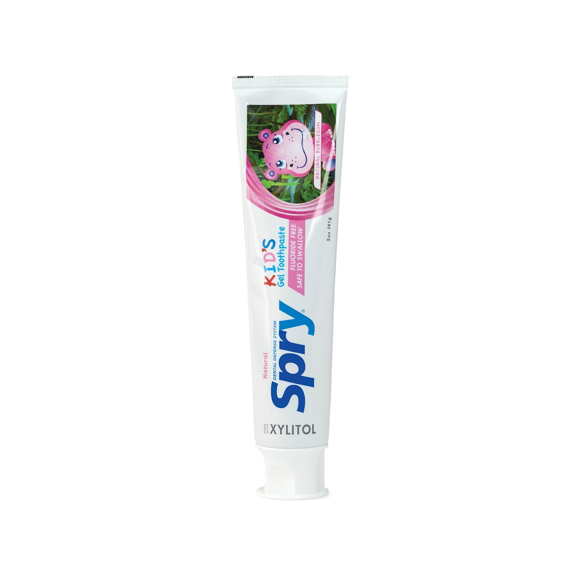 Spry Spry All Natural Kids Fluoride Free Toothpaste Anti-Plaque Tartar Control Tooth Gel with Xylitol, Age 2 Years and Up Kids Toothpaste (Bubblegum, 5 oz)