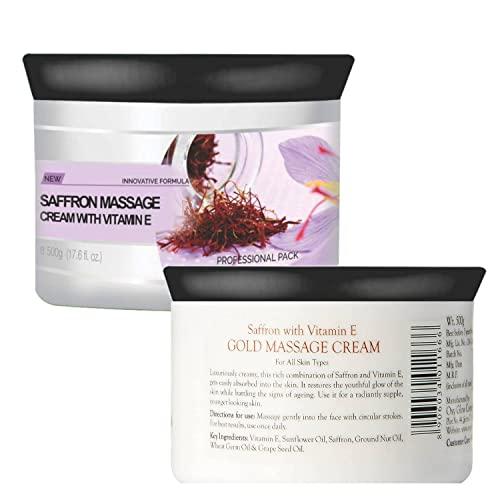 Oxyglow Oxyglow Saffron with Vitamin E Gold Massage Cream, 500g,White