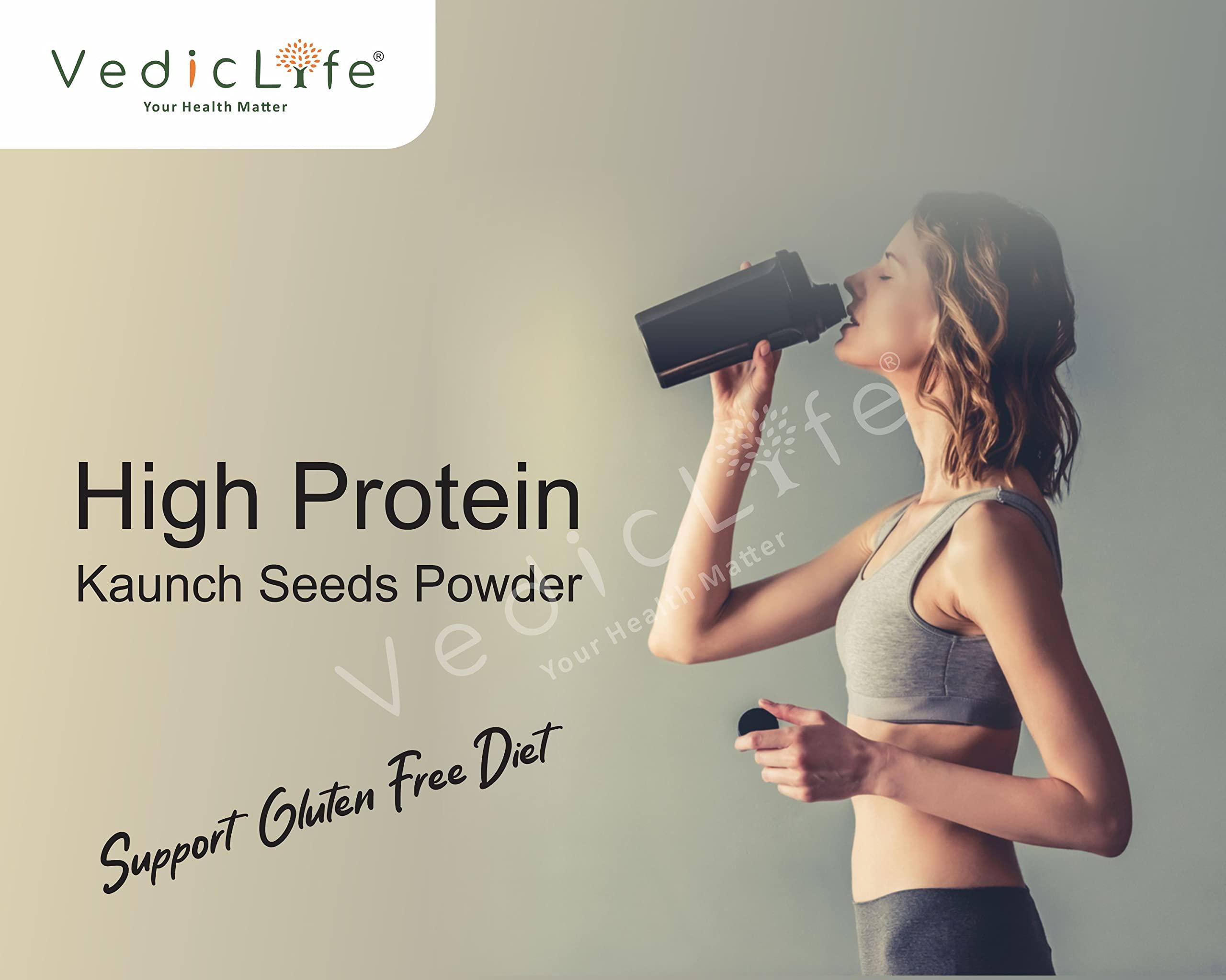 vediclife VEDICLIFE Kaunch Beej Powder, Konch Seed, Alkushi, Kala Koch ke Beej, Kauch, Mucuna Pruriens, Velvet Beans, Kapikachhu, Cowitch, Cowhage 500gm