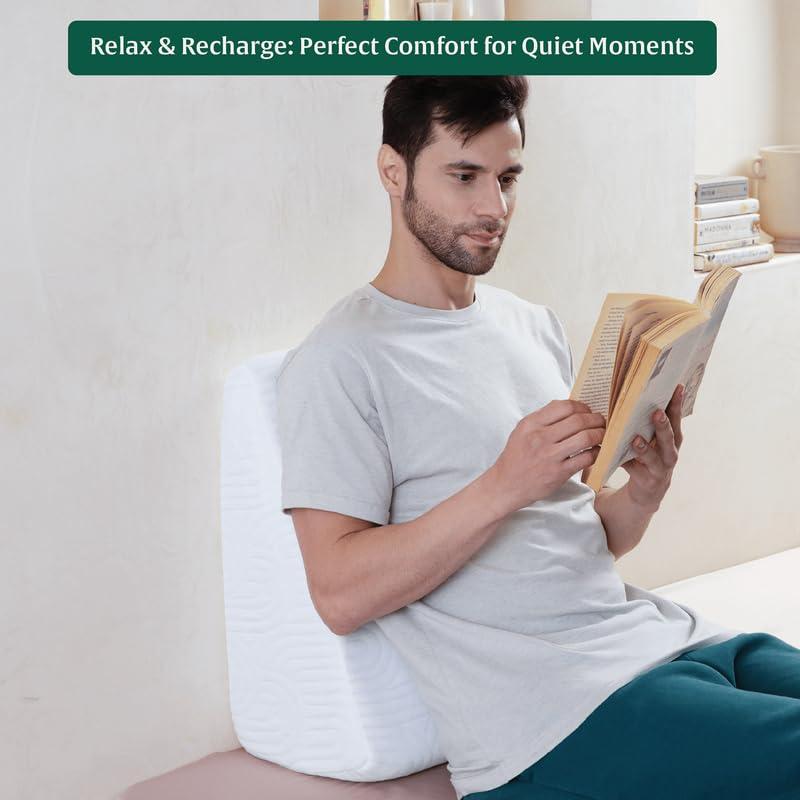 The White Willow The White Willow Bed Wedge Pillow for Back Support & Sleeping, Acid Reflux, GERD, Post Surgery, Memory Foam & HR Foam with Cover, Standard Size Low Height, Multi- (18" L x 18" W x 7" H Inch)