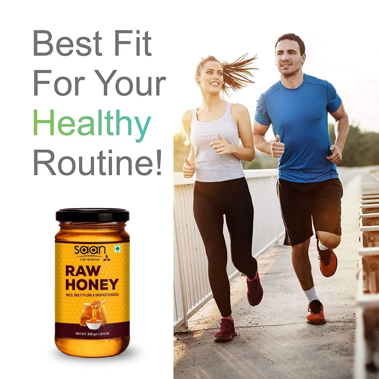 SAAN LIFE SCIENCE SAAN Honey, Raw Organic Forest Honey, Wild, Unprocessed, Unheated, Non Pasteurized, Original Honey 100% pure and Natural, Collected From Deep Forest Apis Dorsata (1200 gm (Pack of 4))