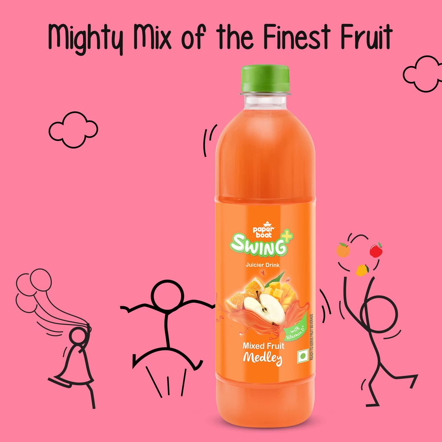Paper Boat Paperboat Swing Mixed Fruit Medley Juice with Vitamin D, 600 ml Each - Pack of 6