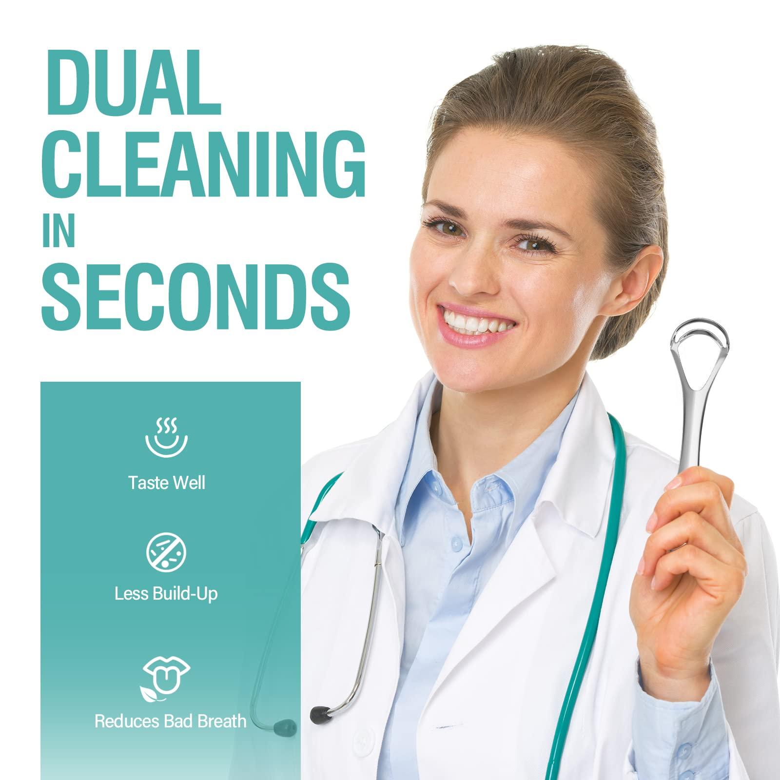 RONAVO RONAVO Tongue Scraper for Adults (4 PC), New 2023 Tounge Scraper Dual Scraping Head with Travel Cases, Stainless Steel Tongue Cleaner Fresh Breath, Oral Care, 2 Colors