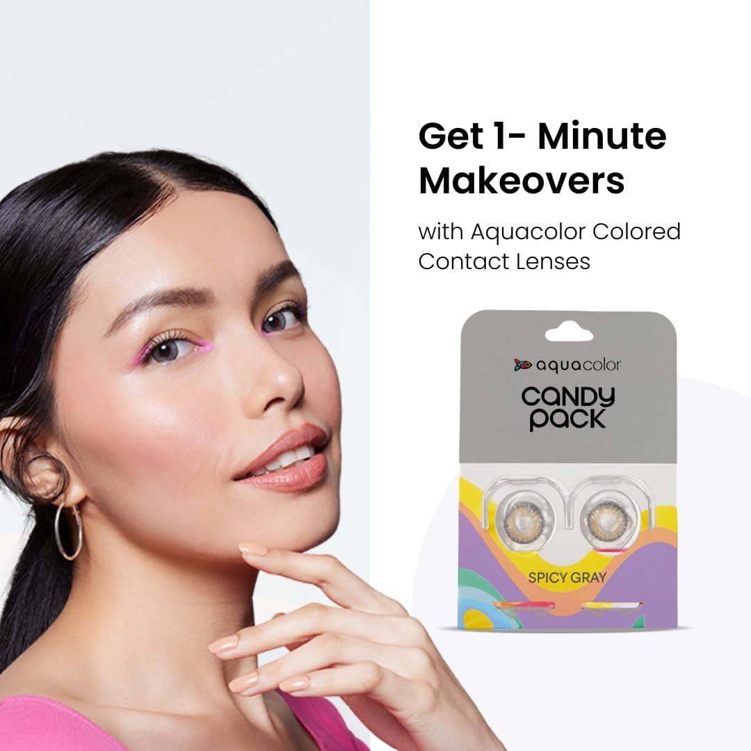 AQUALENS CONTACT LENSES Aquacolor Spicy Grey Candy Pack Zero Power Colored Lenses (2 Lens/Box)