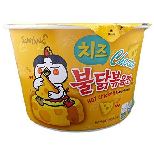 Sam Yang Samyang Big Bowl Hot Chicken Flavor Ramen Cheese Flavoured Cup Noodle Soup 105gm*4Pack (Imported) (Pack of 4)
