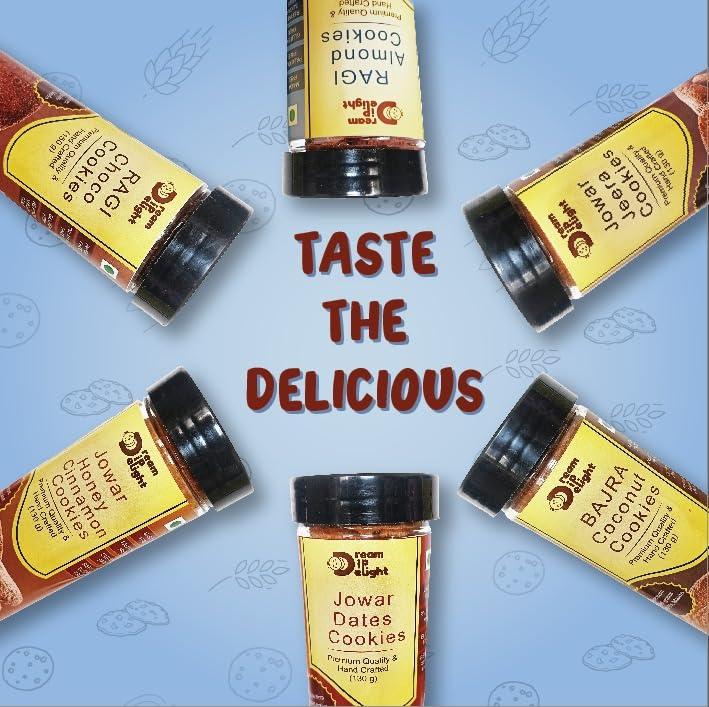 DREAM DIP DELIGHT Dream Dip Delight Ragi Almond Cookies | Tasty & Healthy Cookies For Childrens | Jaggery Cookies with no Maida | Digistive Cookies with No Artificial Preservatives & Flavours | Gluten-Free | 150gm