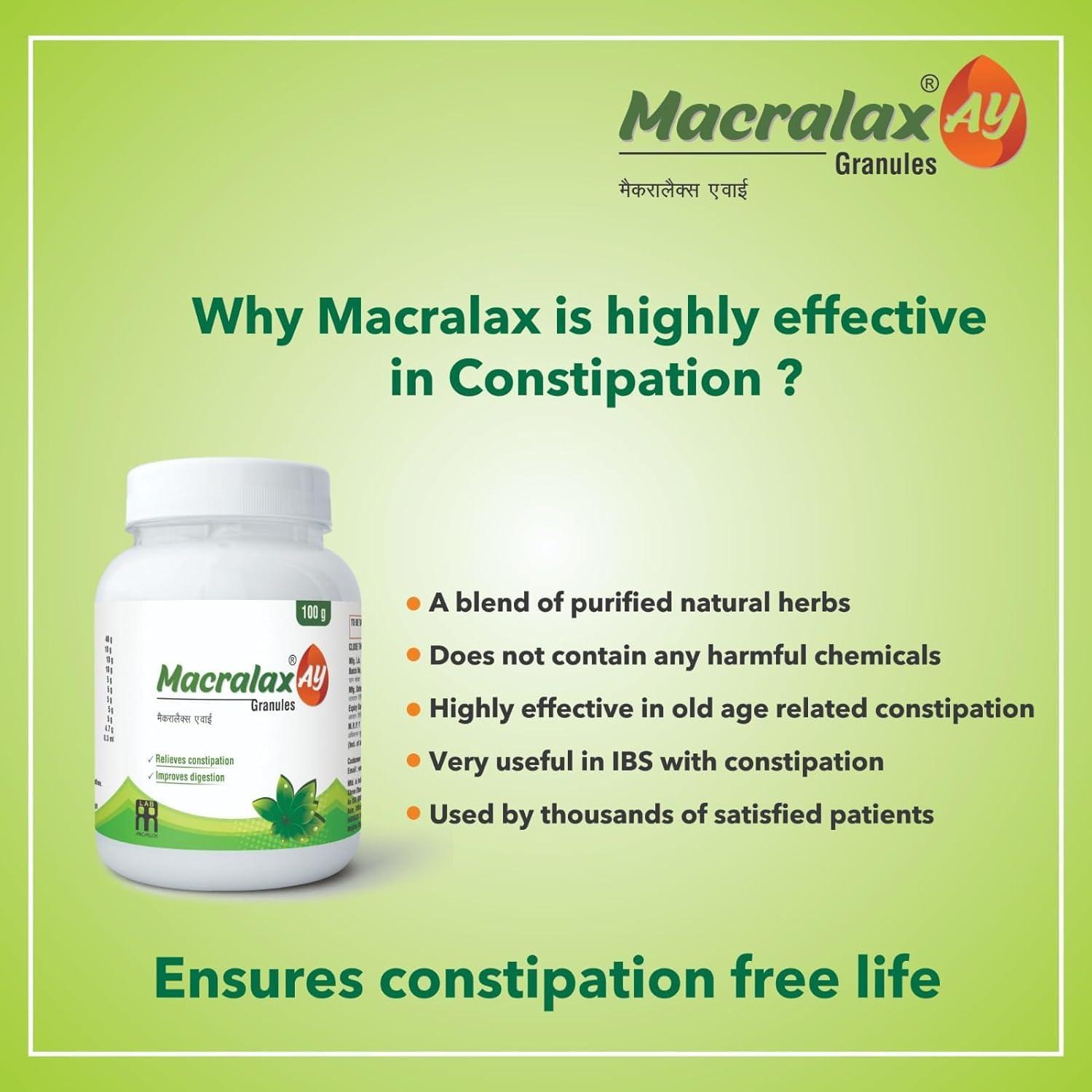 Macralax Macralax Gentle Relief Ayurvedic Granules Powder (200gm) | Sugar-Free Constipation Support for a Smooth Digestive Flow, Powder Granules