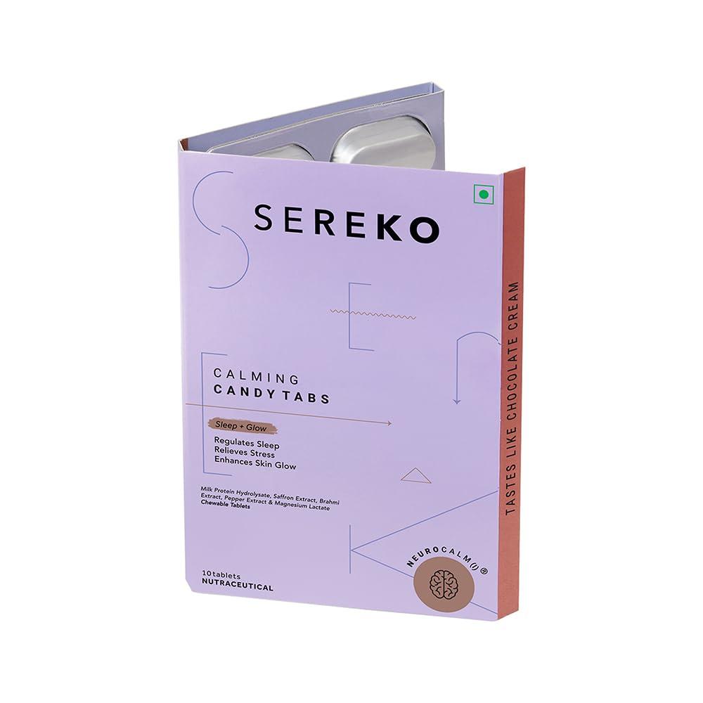 Sereko Sereko Calming Candy Tabs Supplements, Improve Quality Sleep, Reduce Stress Levels, Mood Swings & Enhance Overall Skin Health for Women & Men | Non - Addictive 10 Tablets