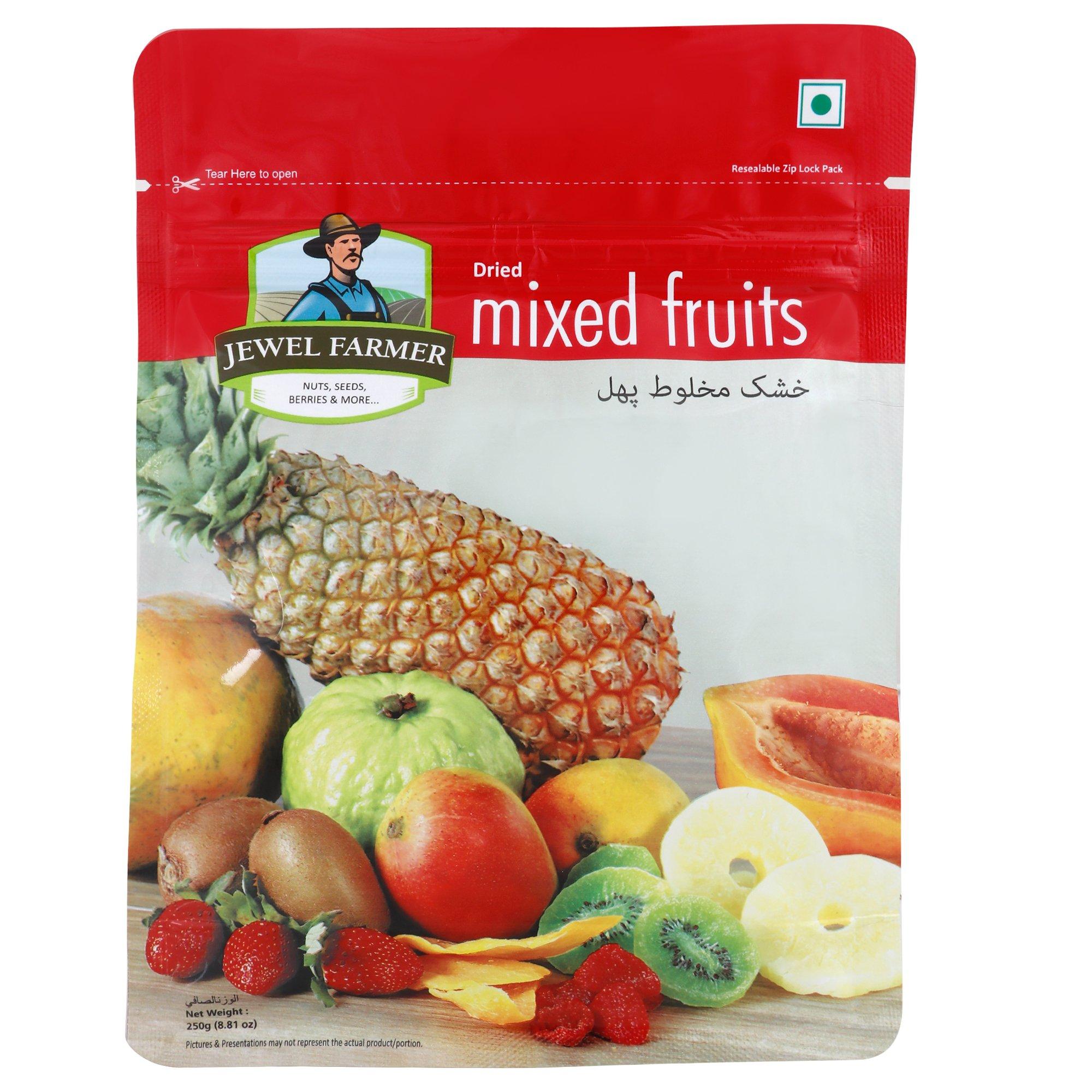 JEWEL FARMER JEWEL FARMER Dried Mixed Fruits with Mango, Papaya, Pineapple, Pomelo, Guava, Kiwi & Strawberry, Vitamin & Fiber Rich Fruitmix (250g)