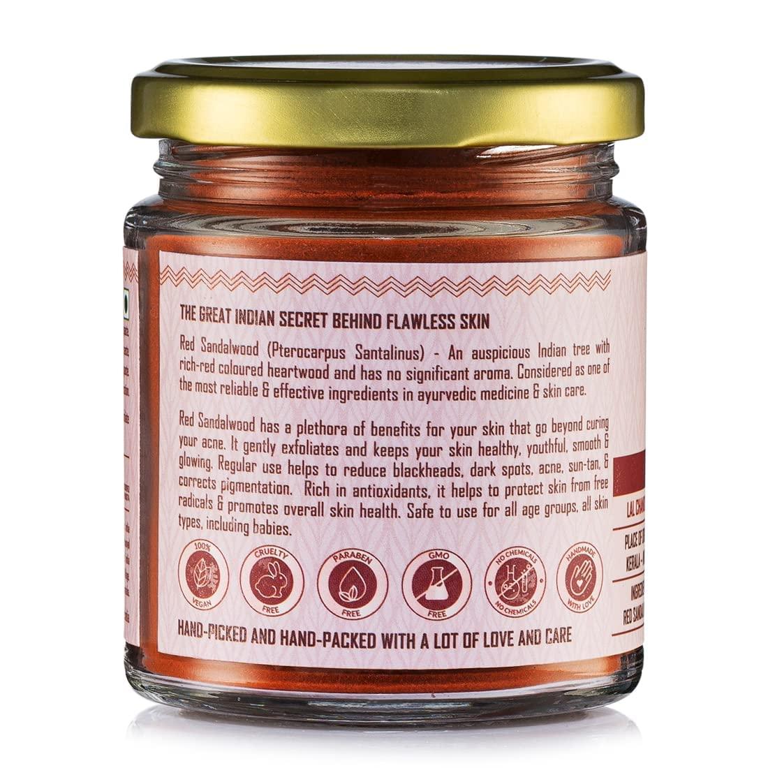 Clave Organic India Private Limited Clave Organic India Private Limited Vegan No Chemicals Red Sandalwood Powder for Soothing,Exfoliating (Raktha Chandan ) from Wayanad - Kerala in Eco-Friendly Glass Jar, 100 g