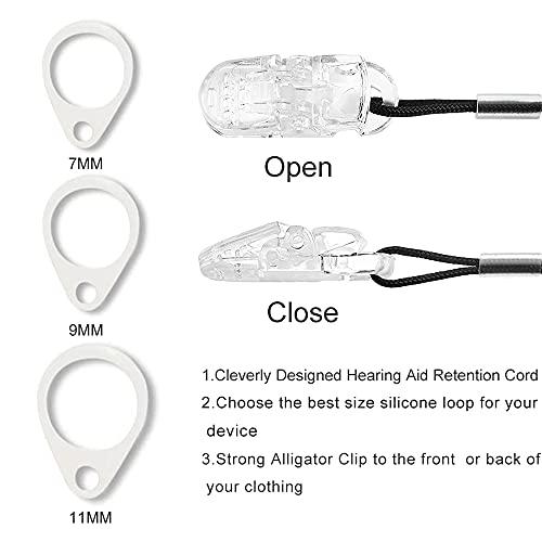 Anico BTE Hearing Aid Clips Otoclip for Adults and Kids with 7mm 9mm 11mm Silicone Loops for BTE Hearing aids and Anti Lost Lanyard Cord and Carry case (Gray)
