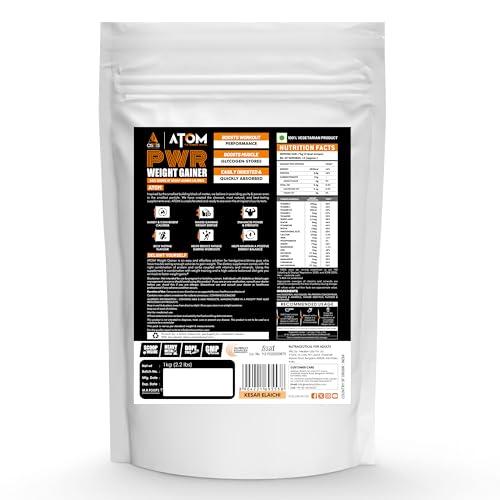 Asitis Nutrition Asitis Nutrition Atom Weight Gainer Powder 1Kg | 61.1G Carbs & 8.8G Proteins | Easy Source Of Weight-Gaining Calories | Boosts Workout Performance | Kesar Elaichi Flavor