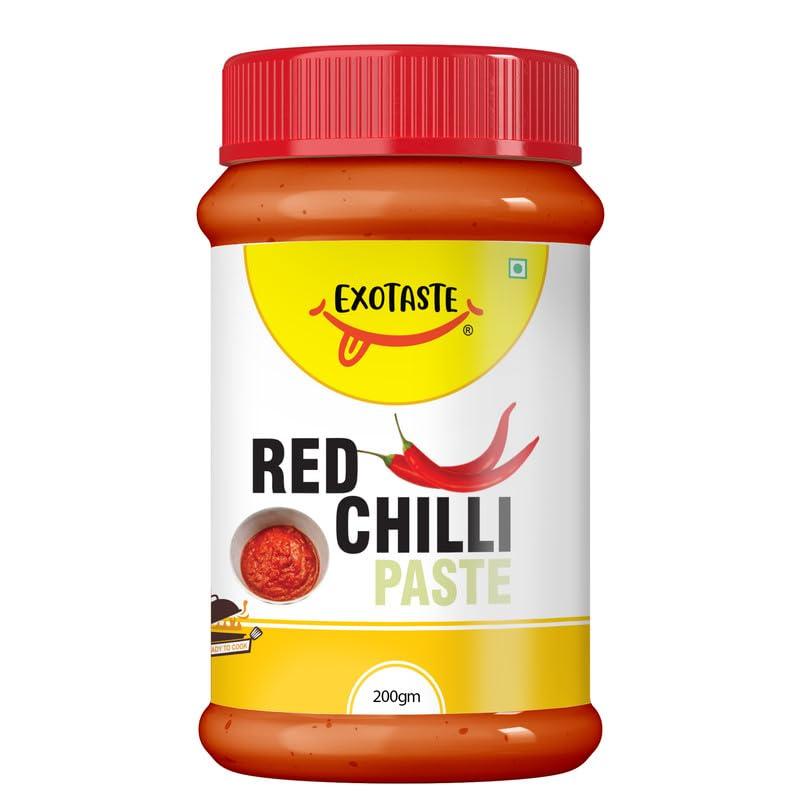 EXOTASTE Exotaste Premium Red Chilli Paste prepared from purely natural red chilli, ready to cook & to instantly add intense delicious spiciness to your food recipes (200 Gm)