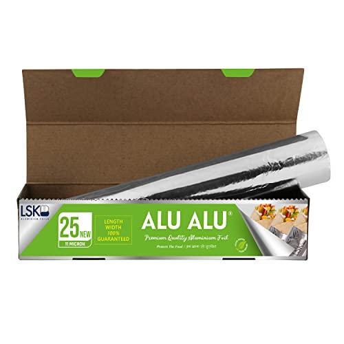 ALUALU ALU ALU 25 New Aluminium Foil, Premium Quality, Keeps Food Fresh Always, Perfect for Food Wrapping, Packing, Storing and Serving (Pack of 1)