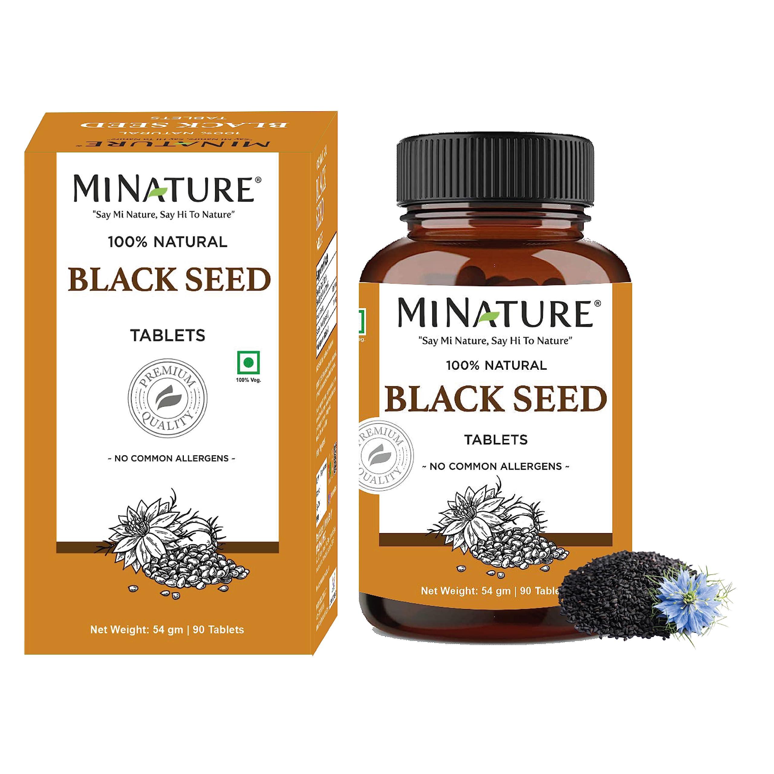 mi nature mi nature Black seed Tablets (Nigella sativa)| Kalonji seed Tablets| 500mg X 90 Tablets, 45 Day supply