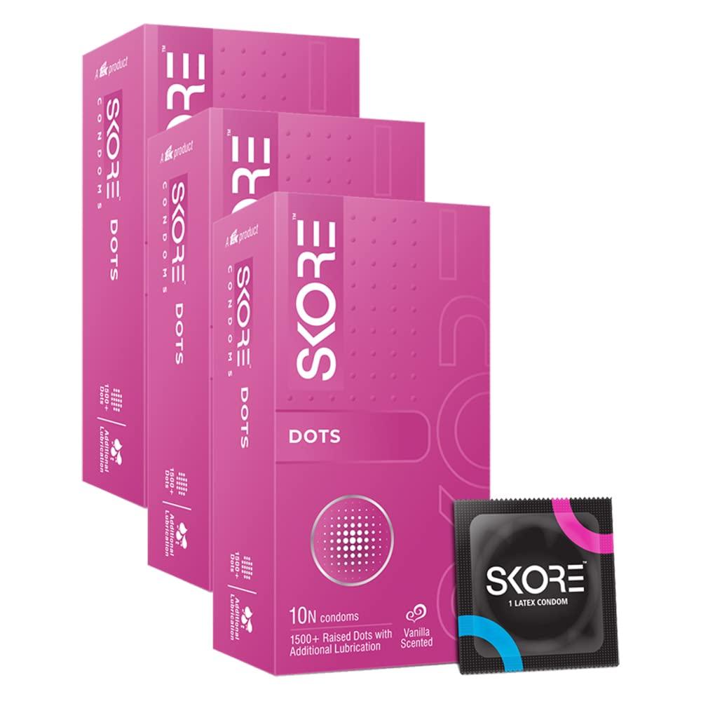 Skore Skore Condoms - 10 Count (Pack Of 3, Dots)