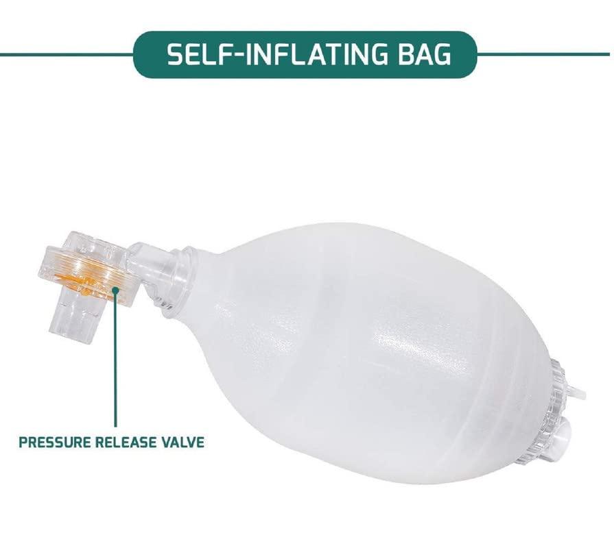 Jetflon Jetflon Ambu bag Silicone Adult Ambu Bag Green Self-Inflating,Face mask,Reservoir Bag & Oxygen tube (autoclavable) Resuscitator Manual Resuscitator Respiratory Exerciser