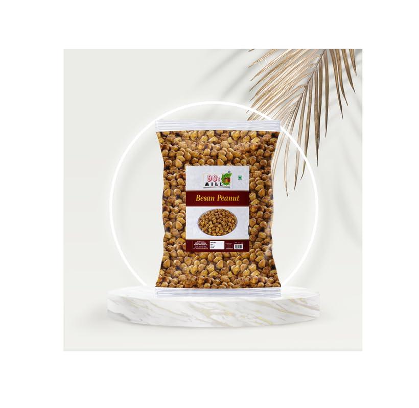 90\'s MILL 90\'s MILL Besan Java Nuts Ready to Eat Nut Cracker Namkeen Tasty Peanuts with Masala Coated | Crispy Peanuts Moongfali Daane | Chemical Free Spicy Healthy Indian Snacks-1Kg*1Pack