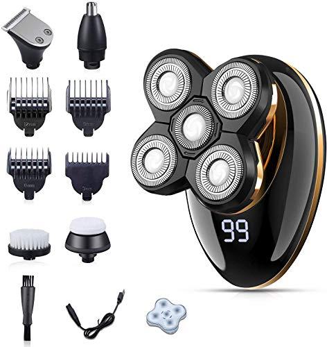VGR VGR V-316 Mens Head Shaver for Bald Men 5 in 1 LED Electric Cordless Razors Shaving USB Rechargeable Wet Dry Grooming Kit Nose Hair Trimmer IPX5-Waterproof