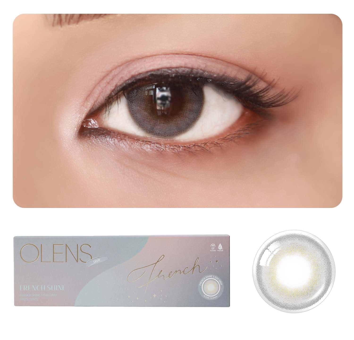 O-Lens O-LENS Daily French Shine Grey - Coloured Contact Lens (Daily Disposable, 0.00 / 10pcs / French Shine)
