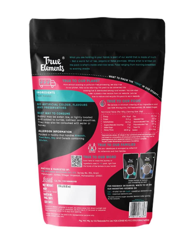 True Elements True Elements Kalonji Seeds 250gm - Premium Nigella Seeds | Seeds for Hair Growth | 100% Natural | Indian Superfood | Add flavour to curries|
