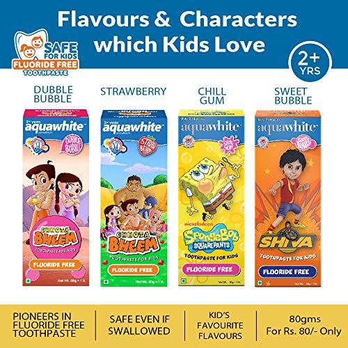 aquawhite aquawhite® SHIMMER & SHINE Toothpaste for Kids, Fluoride Free, Straw Berry Burst Flavor, For Age 2-14 Years, 80 grams