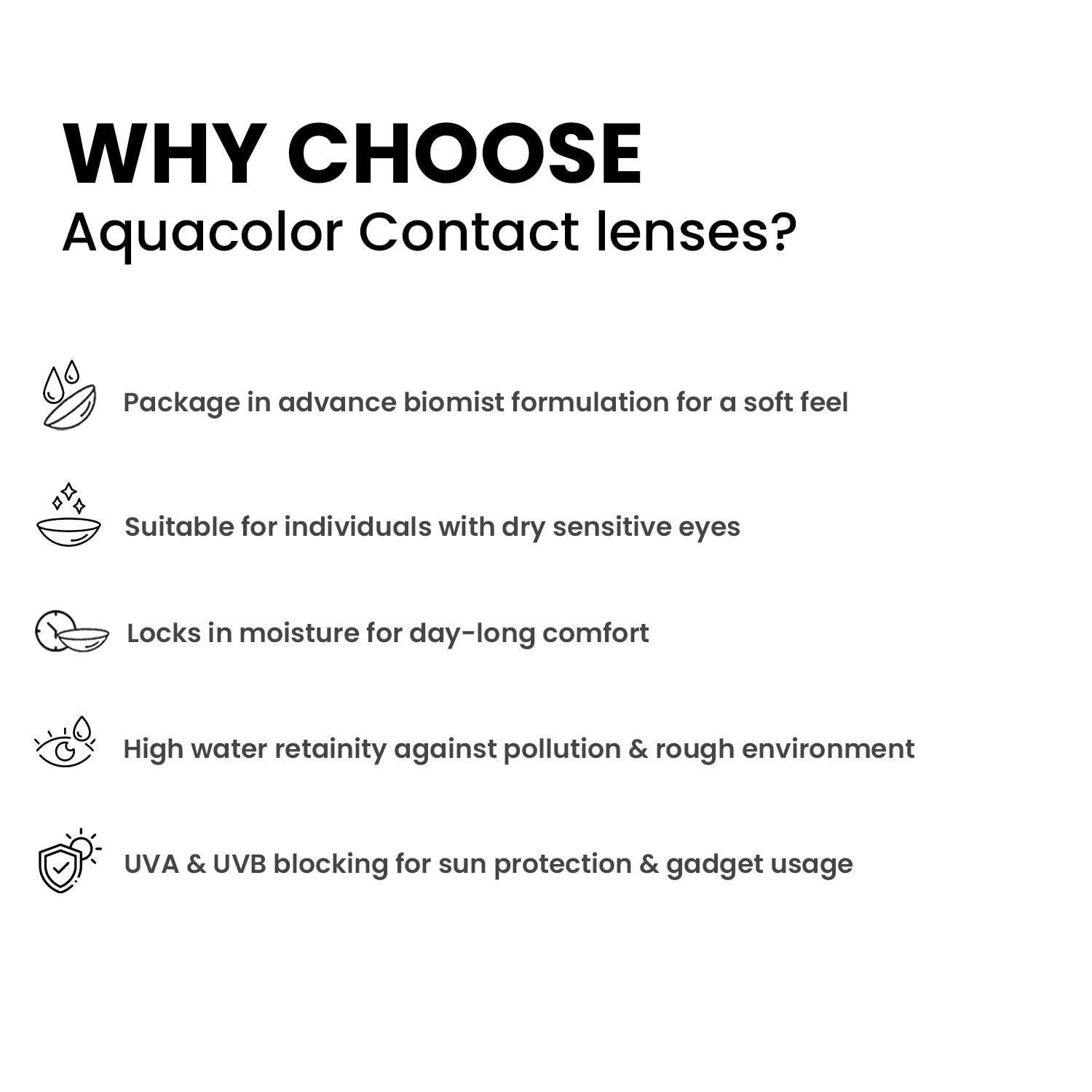AQUALENS CONTACT LENSES Aquacolor Daily Disposable Colored Lenses with 0 Power - Stormy Gray - (10 Lens/Box)