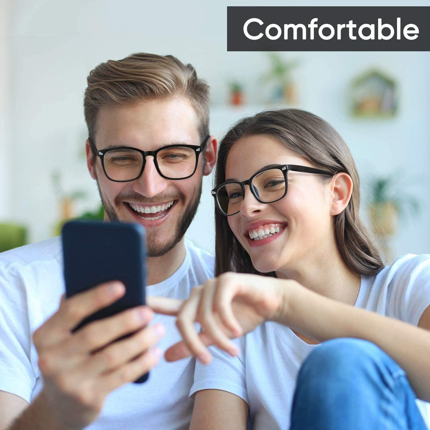 IFLASH IFLASH Zero Power Light Weight Computer Readers Blue Light Blocking Eye Glasses Men Women | Anti Glare UV Blu Ray light Filter Cut Reflection Protection Lens TR90 Frames (Black)