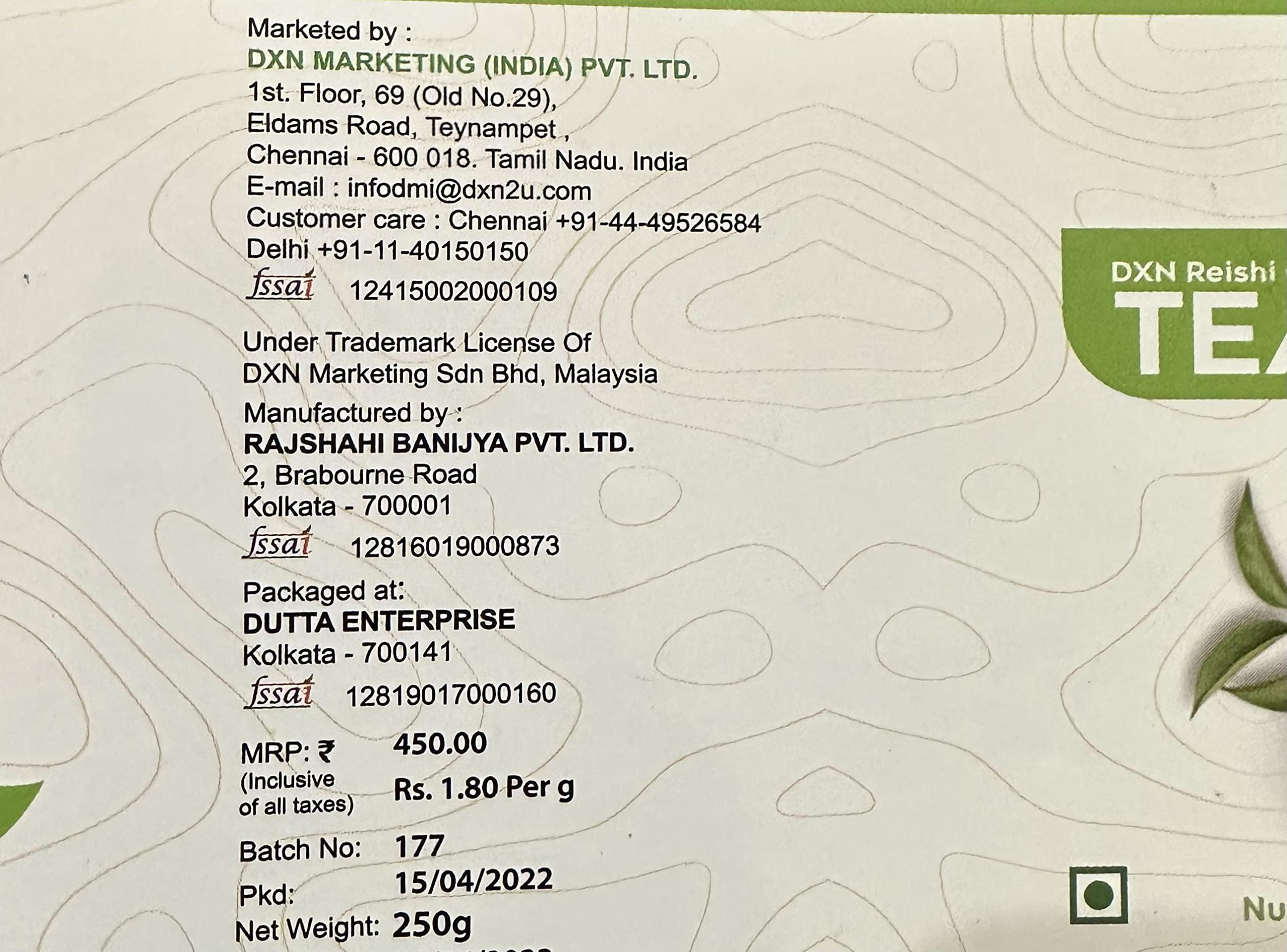 Woves Woves Dxn Reishi Gano Tea 250G (500G), 0.25 kilograms