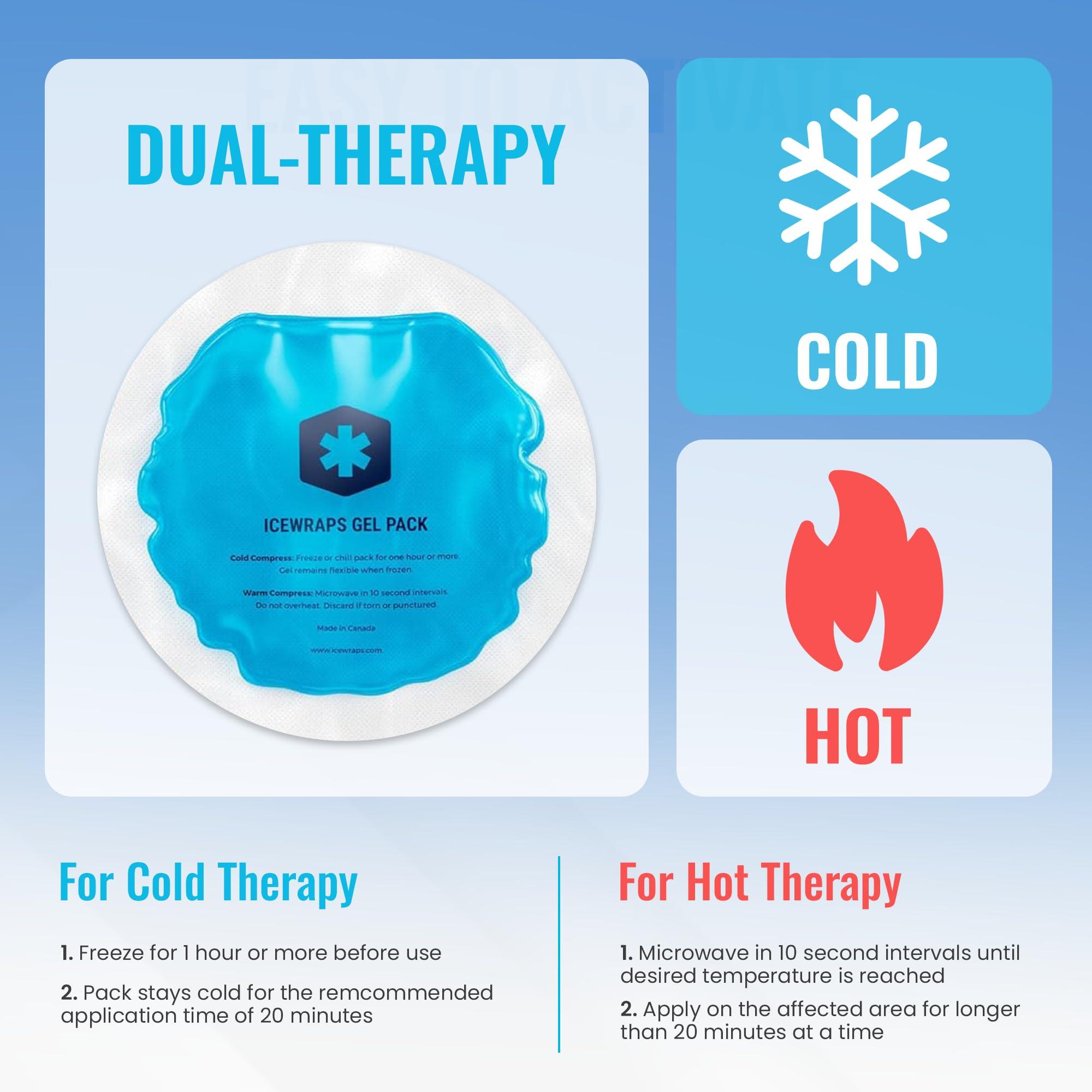 ICEWRAPS ICEWRAPS Round Reusable Hot or Cold Gel Ice Packs with Cloth Backing for Wisdom Teeth, Breastfeeding, Tired Eyes, Kids Injuries, Headaches, Sinus Relief (Blue) - Pack of 5