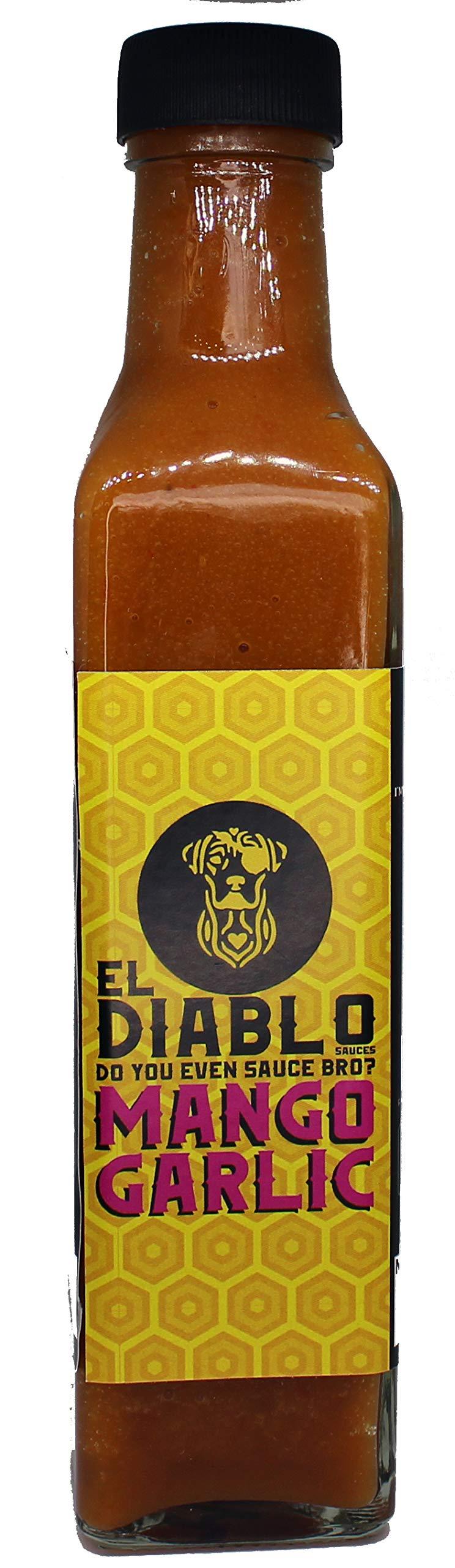 El Diablo Sauces All Natural Ingredient Gluten Free Spicy Hot Starter Sauces Combo Mango Garlic + Smoked Green Chili + Cranberry Ghost Chili Pack of 3