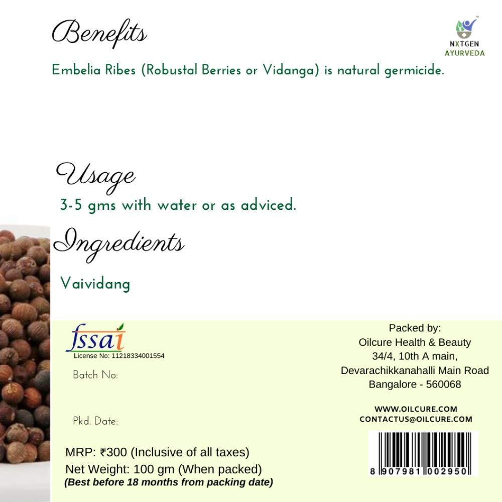 NXTGEN AYURVEDA Nxtgen Ayurveda Vai Vidang | 100g | Embelia Ribes | Baividang