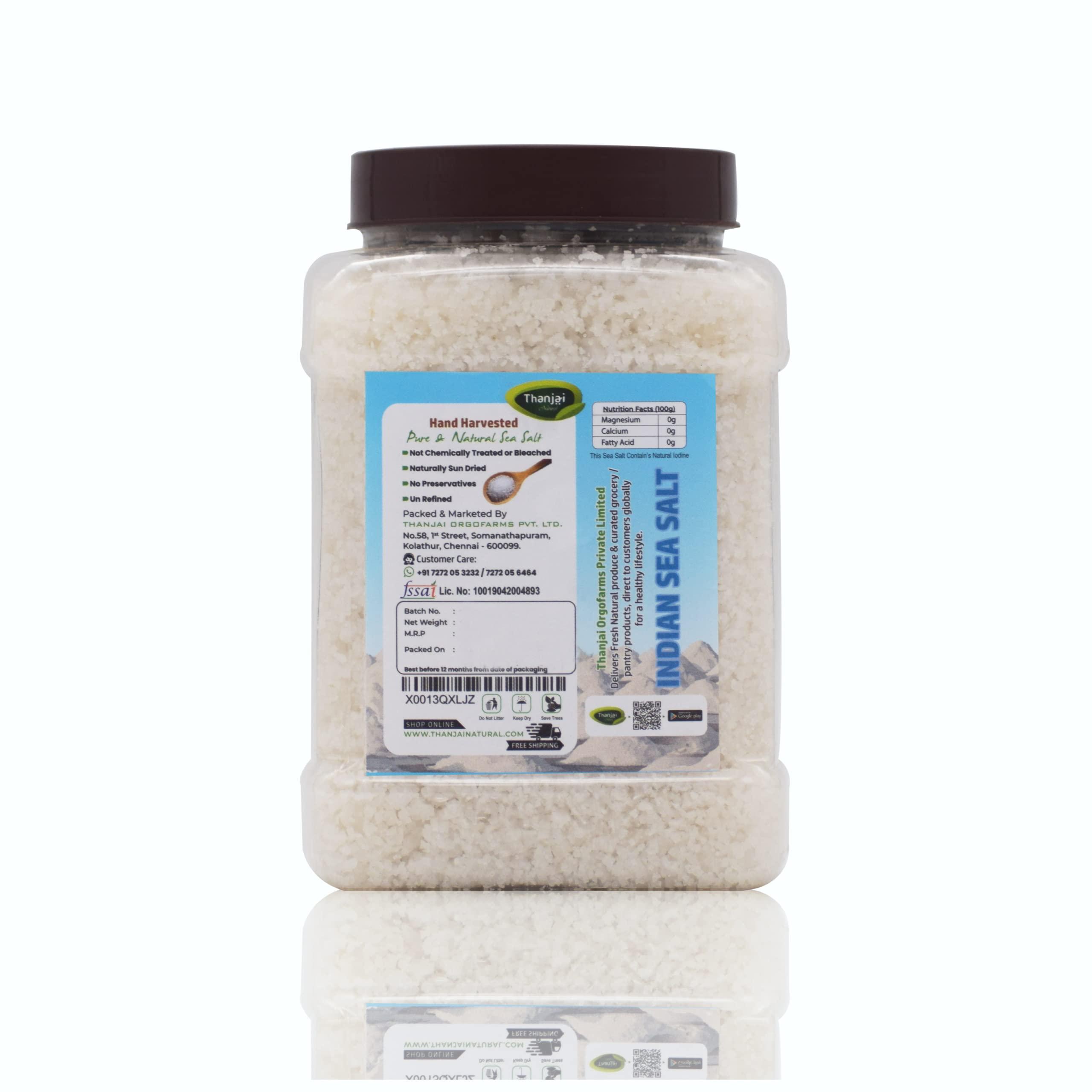 Thanjai Natural Thanjai Natural Indian Sea Salt 5kg (1Kg X 5) Aids Digestion, Flatulence, Rich in Natural Iodine, Potassium, Magnesium, Unprocessed Table Salt (1kg Jar x 5)