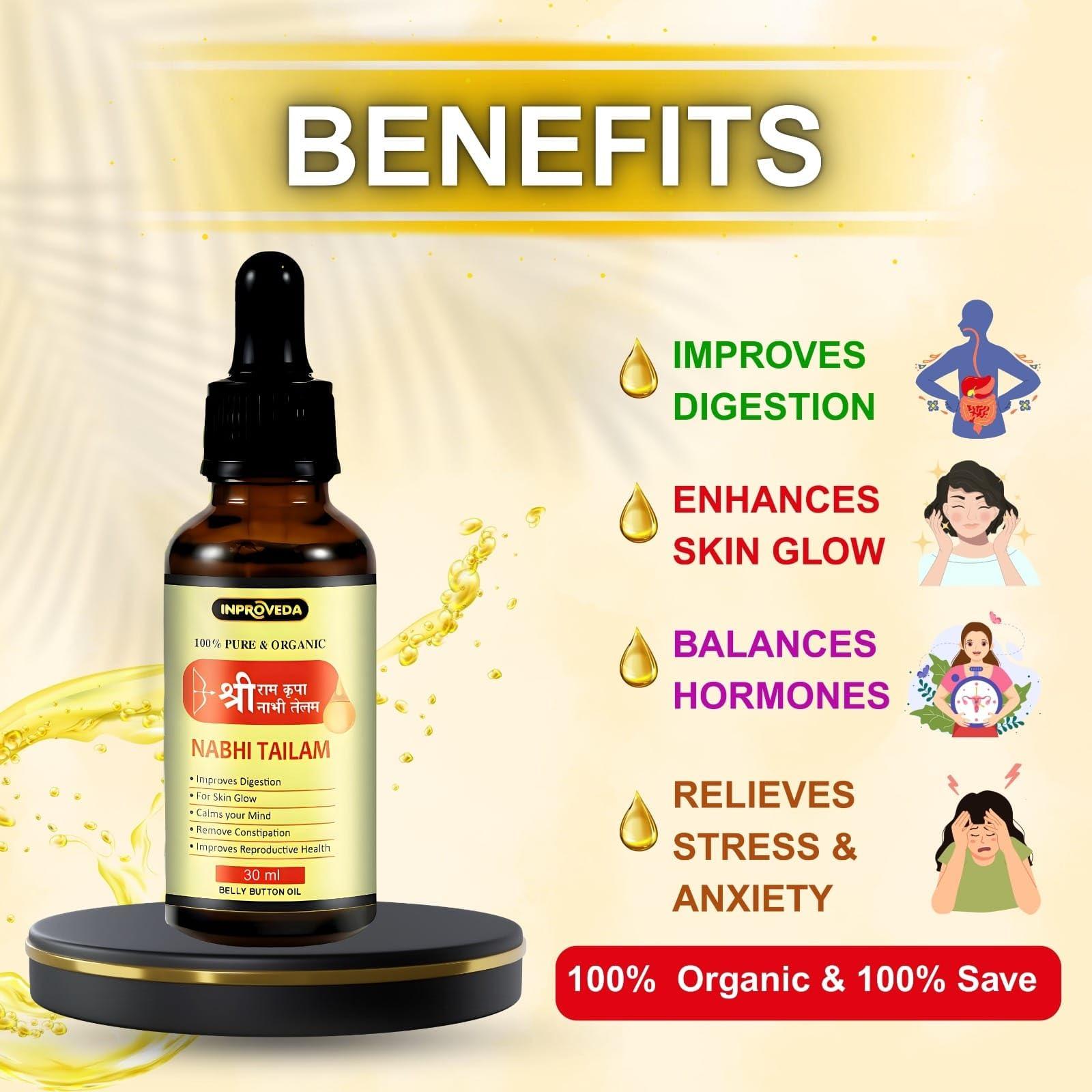 INPROVEDA Inproveda Sri Ram Kripa Nabhi Tailam 30ml |   2 x 30ml | Ayurvedic Nabhi Oil | Belly Button oil | Combo Pack of 02 = 60ml