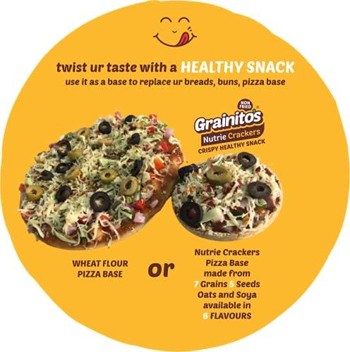 Grainito's Nutrie Crackers Multi grain Puffed Rice Cake with Seeds Oats and Soya (Garlic) Most Popular pack of 2