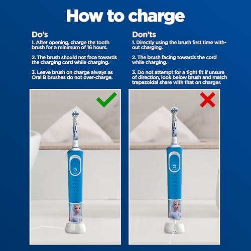 Oral B Oral B Kids Frozen Rechargeable Rotating Electric Toothbrush, 2 Brushing Modes (Daily & Sensitive), 2 Min Timer with Quadpacer, 2 Year Warranty, IPX7 Water Resistant, Round Brush Head