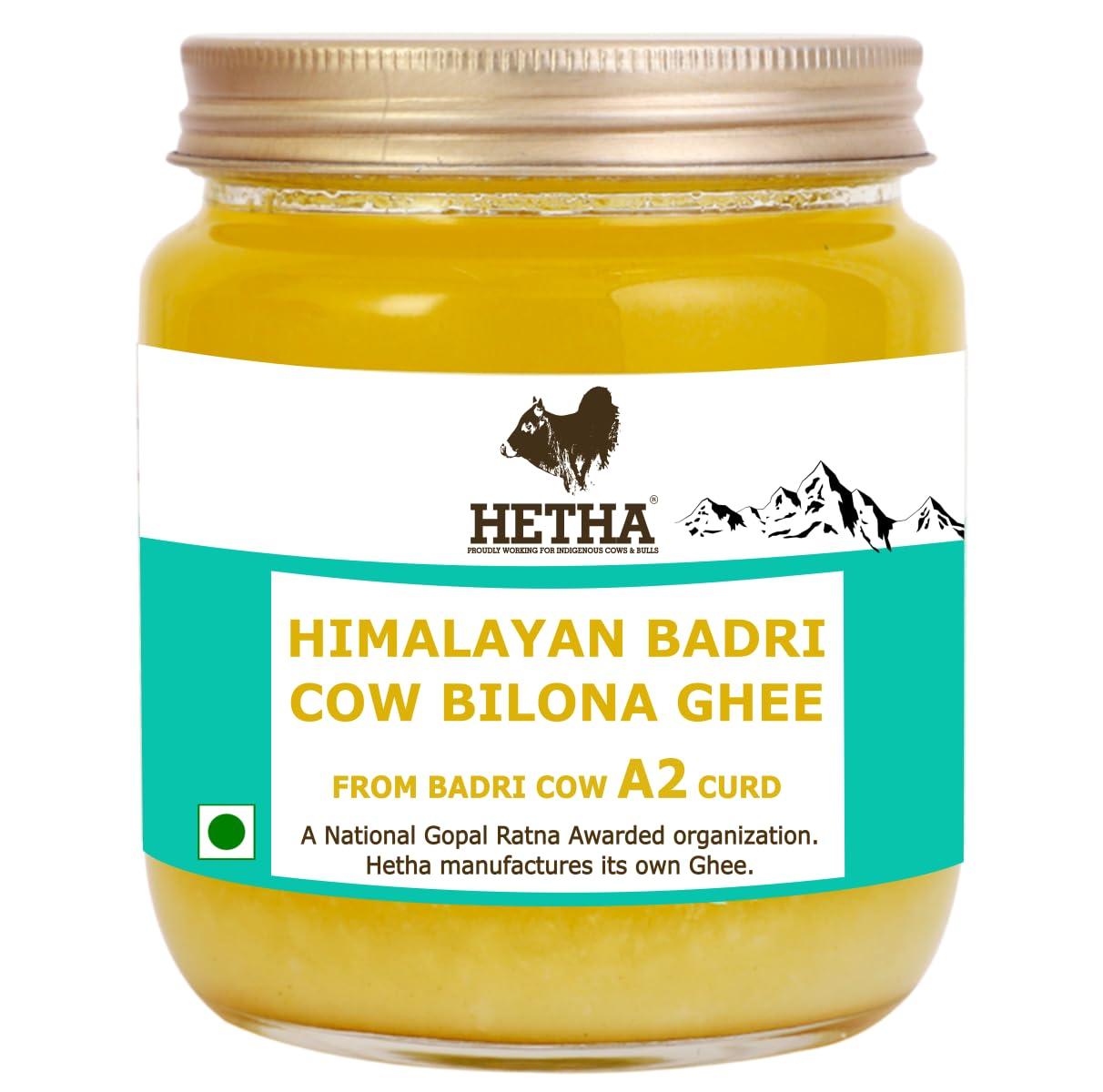 Hetha Hetha Organics Himalayan Pahadi/Badri Desi Cow Bilona A2 Cultured Ghee Made In Brass Utensil (Peetal Kadhai) Single Origin - 500Ml