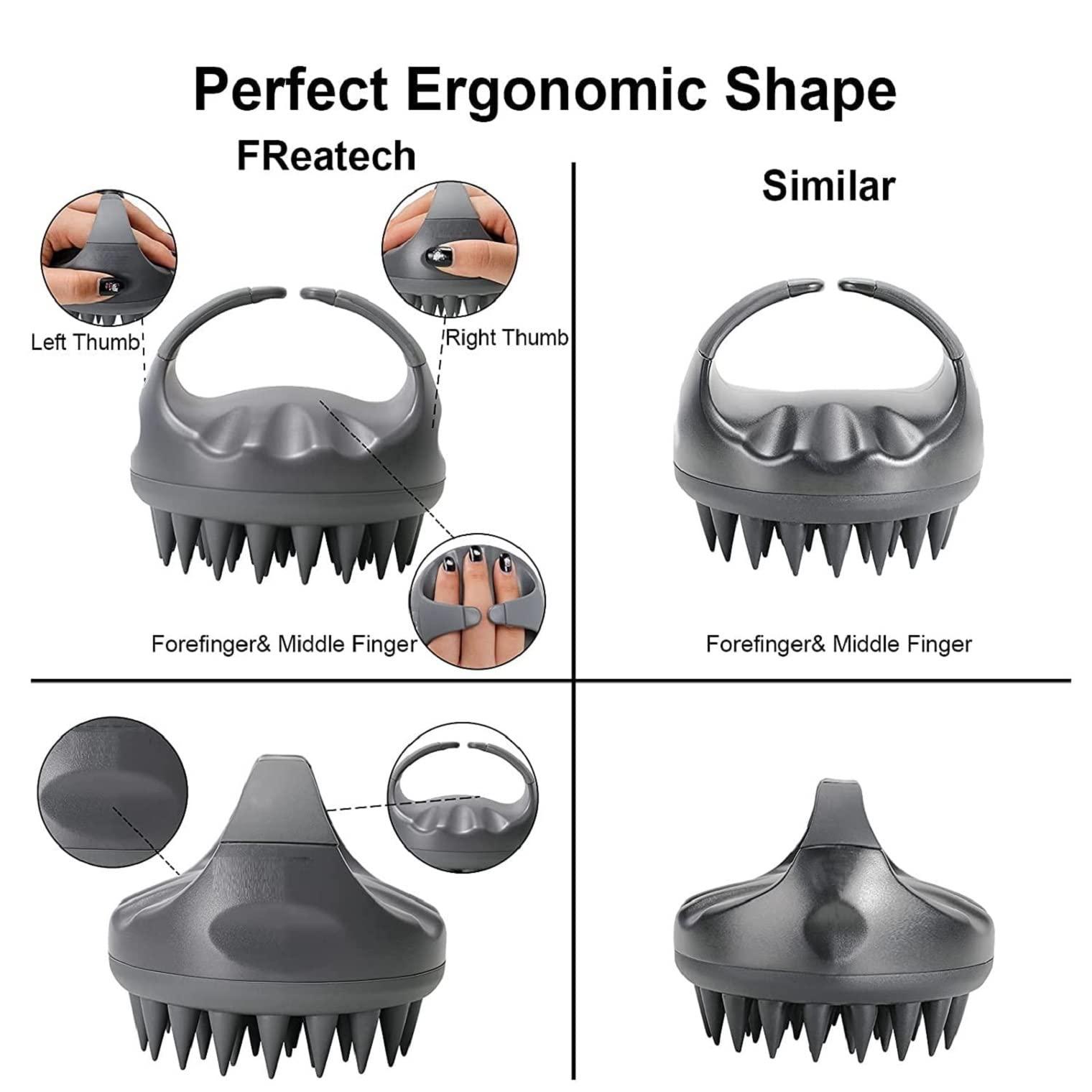 VENIQE VENIQE Hair Scalp Scrub Shampoo Brush Ultra Long Soft Silicone Bristles Exfoliating Ergonomic Comb for Dandruff Removal Scalp Care Manual Head Massager Thick Curly Hair for Men Women (GREY)