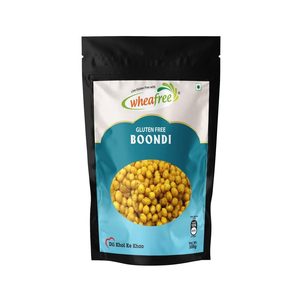 wheafree Wheafree Gluten Free Namkeen Combo Pack - Bikaneri Bhujia 400g + Boondi 300g | Delicious, Ready to Eat Snacks | Indian Tasty Crispy and Crunchy Snacks | Tangy and Spicy Taste