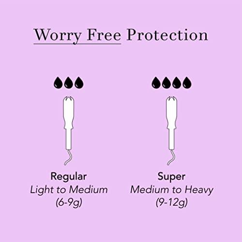 Rael Rael Organic Cotton Compact Tampons - Regular & Super Size, Plant Based Applicator, Chlorine Free, Compact Applicator with Leak Locker Technology (36 Count)